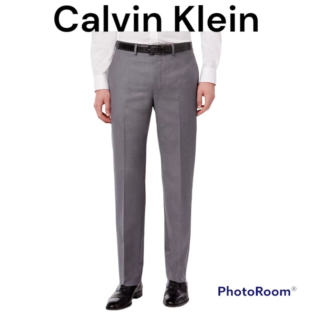 Mens Gray Slim Fit Dress Pants By Calvin Klein